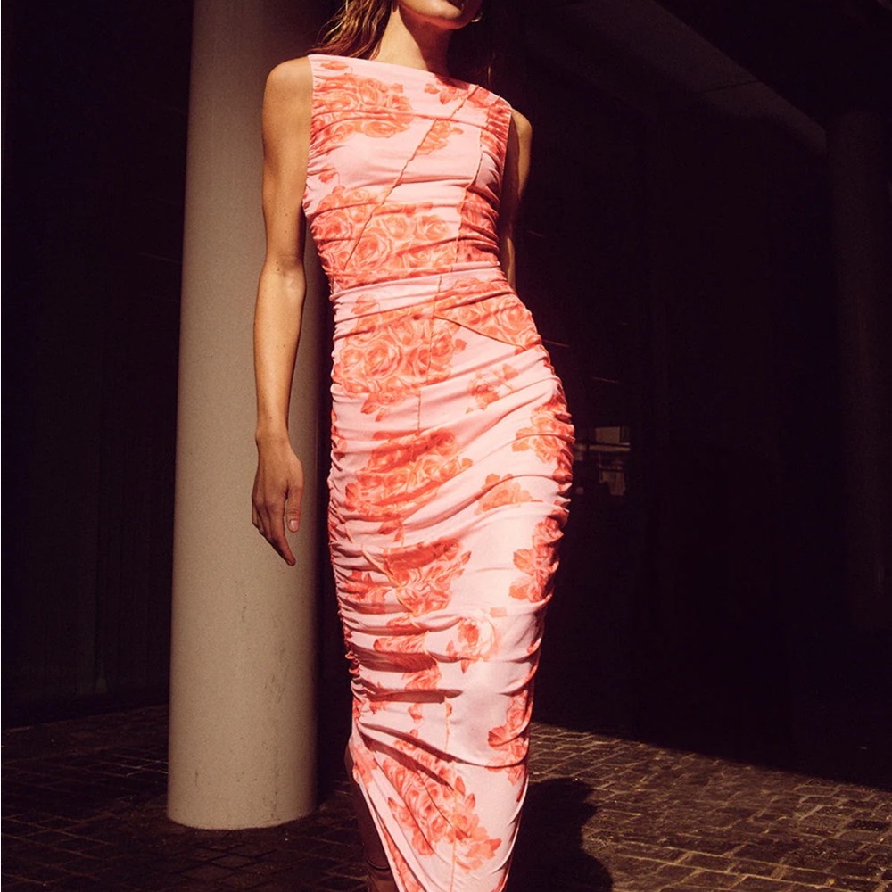 Noella Sutton Dress Rose Print Size Medium